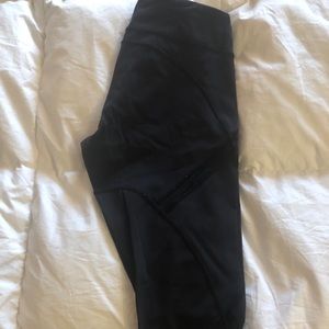 Lululemon Black crop leggings with mesh detail